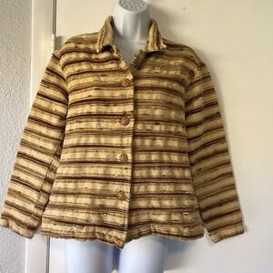 Vintage Medium Jacket Textured Tweed Puffin Island Striped Tapestry